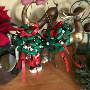 Two VINTAGE Christmas Metal Ornaments